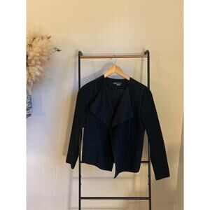 Vince Black Textured Draped Open Front Blazer - XS